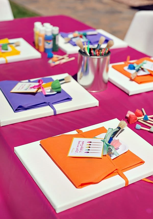 Paint party table setup
