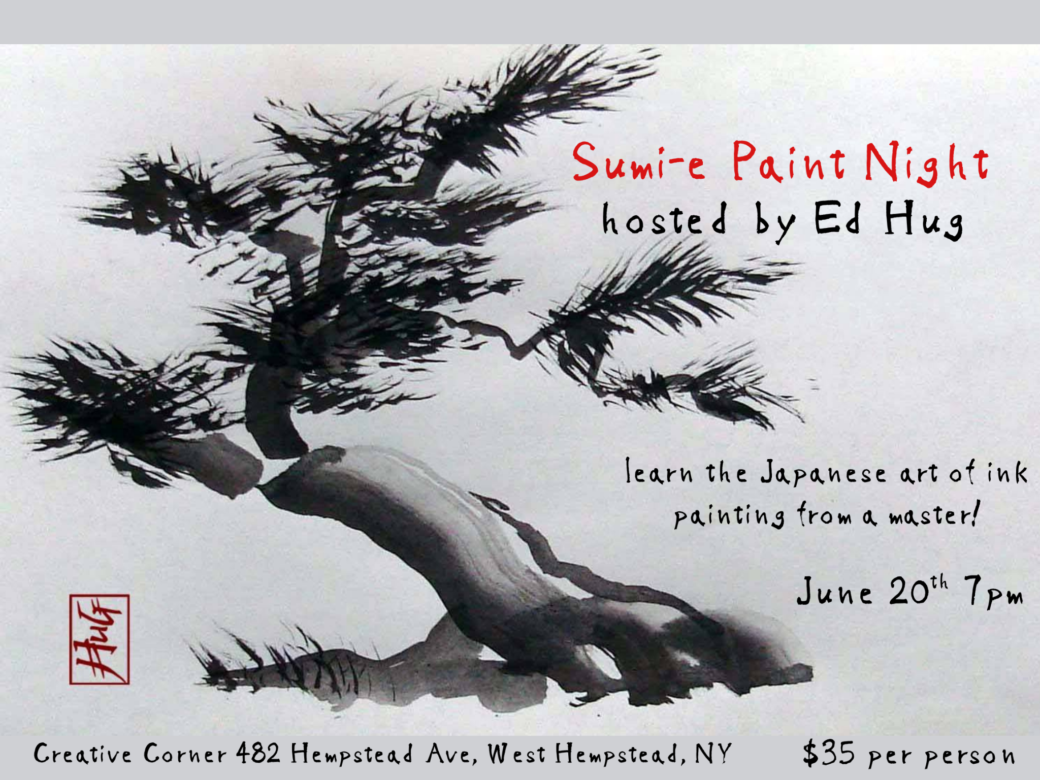 Sumi-e Paint Night event poster